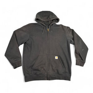 Carhartt Sweater Adult LARGE Black Hoodie Jacket Loose Fit Distressed Workwear